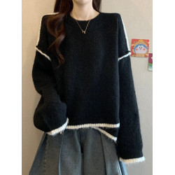 寬松慵懶灰色毛衣女裝秋冬2025新款大碼胖mm高級不規則針織衫上衣