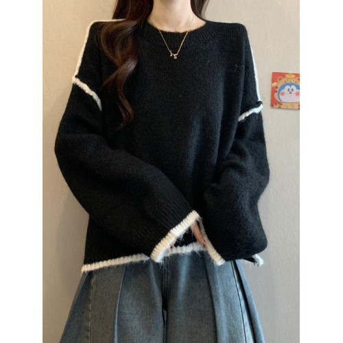 寬松慵懶灰色毛衣女裝秋冬2025新款大碼胖mm高級不規則針織衫上衣 寬松慵懶灰色毛衣女裝秋冬2025新款大碼胖mm高級不規則針織衫上衣