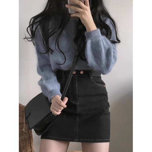 馬海毛短款毛衣女秋冬2025新款軟糯慵懶打底針織衫小個子內搭上衣 馬海毛短款毛衣女秋冬2025新款軟糯慵懶打底針織衫小個子內搭上衣