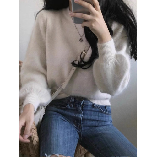 馬海毛短款毛衣女秋冬2025新款軟糯慵懶打底針織衫小個子內搭上衣 馬海毛短款毛衣女秋冬2025新款軟糯慵懶打底針織衫小個子內搭上衣