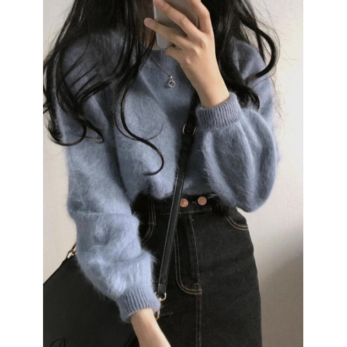 馬海毛短款毛衣女秋冬2025新款軟糯慵懶打底針織衫小個子內搭上衣 馬海毛短款毛衣女秋冬2025新款軟糯慵懶打底針織衫小個子內搭上衣