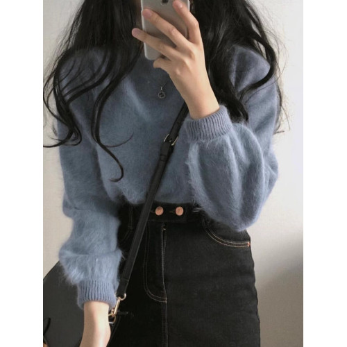 馬海毛短款毛衣女秋冬2025新款軟糯慵懶打底針織衫小個子內搭上衣 馬海毛短款毛衣女秋冬2025新款軟糯慵懶打底針織衫小個子內搭上衣