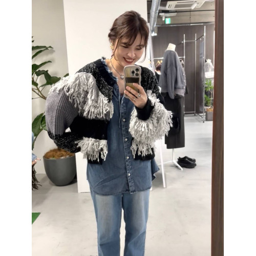 L 秋冬新款 拼色不規則流蘇單排釦圓領寬松長袖毛衣外套女 L 秋冬新款 拼色不規則流蘇單排釦圓領寬松長袖毛衣外套女