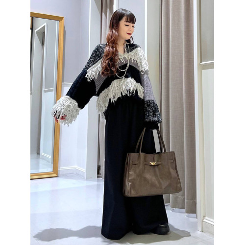 L 秋冬新款 拼色不規則流蘇單排釦圓領寬松長袖毛衣外套女 L 秋冬新款 拼色不規則流蘇單排釦圓領寬松長袖毛衣外套女