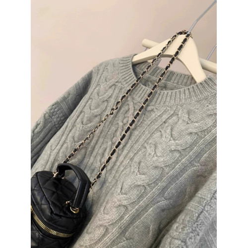 2024秋冬慵懶風加厚復古麻花馬海毛寬松外穿圓領打底套頭毛衣女潮 2024秋冬慵懶風加厚復古麻花馬海毛寬松外穿圓領打底套頭毛衣女潮