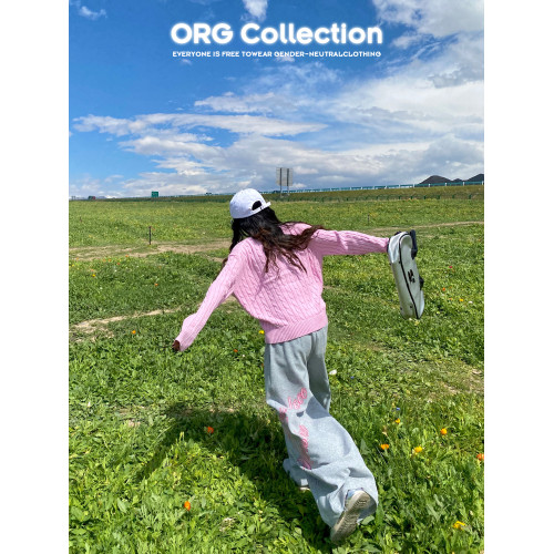 ORG Collection韓系V領麻花毛衣針織衫秋冬女寬松百搭長袖上衣 ORG Collection韓系V領麻花毛衣針織衫秋冬女寬松百搭長袖上衣
