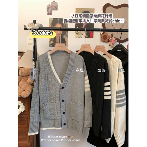 kumikumi學院風小衆減齡氣質長袖毛衣開衫女冬季顯瘦百搭chic上衣