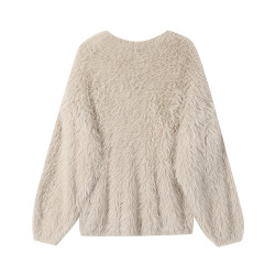 XinmonLee慵嬾風氣質甜美水貂毛毛衣2025新款秋冬季休閒寬鬆上衣