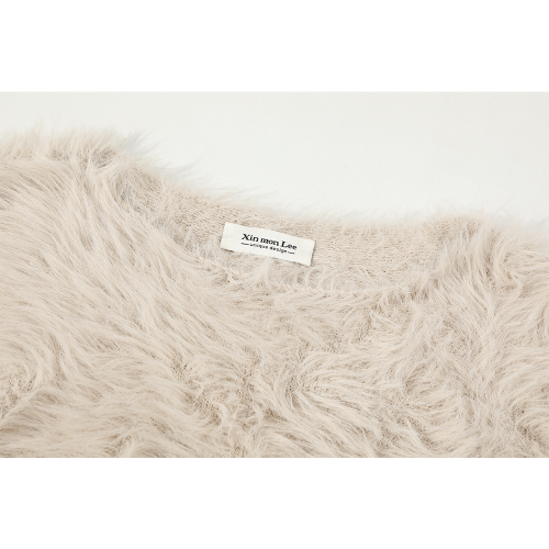 XinmonLee慵嬾風氣質甜美水貂毛毛衣2025新款秋冬季休閒寬鬆上衣