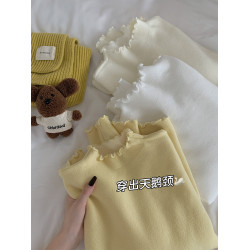 蘇三三木耳邊打底衫女秋冬洋氣2025新款內搭毛衣冬季加絨加厚上衣