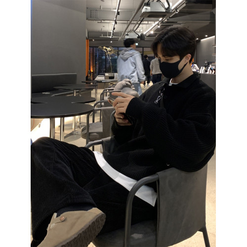 重磅Polo領針織衫男秋季港風復古純色翻領毛衣慵懶風休閒百搭線衣 重磅Polo領針織衫男秋季港風復古純色翻領毛衣慵懶風休閒百搭線衣