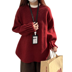 2025新款紅色毛衣女秋冬季內搭慵懶高級感寬松上衣獨特漂亮針織衫