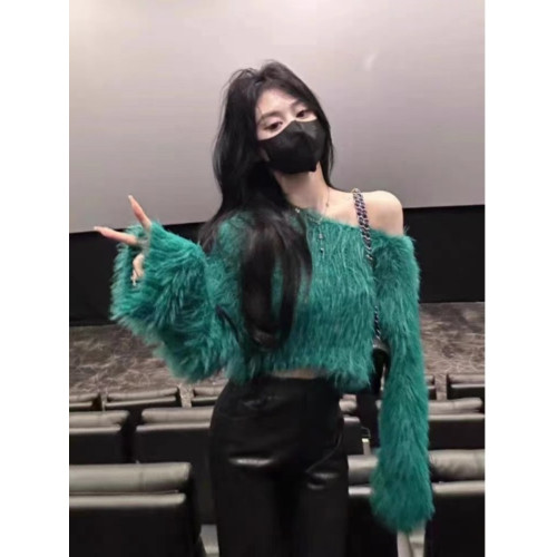 今年流行慵懶風流蘇毛毛露肩針織衫上衣女2025春春秋新款軟糯毛衣 今年流行慵懶風流蘇毛毛露肩針織衫上衣女2025春春秋新款軟糯毛衣