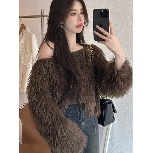 今年流行慵懶風流蘇毛毛露肩針織衫上衣女2025春春秋新款軟糯毛衣 今年流行慵懶風流蘇毛毛露肩針織衫上衣女2025春春秋新款軟糯毛衣