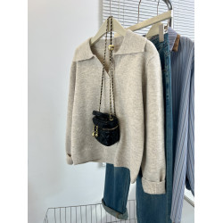 polo領毛衣女秋冬季加厚內搭2025年新款慵懶風翻領休閒針織衫上衣