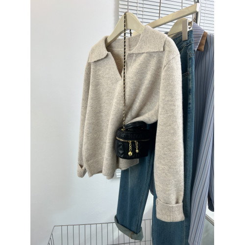 polo領毛衣女秋冬季加厚內搭2025年新款慵懶風翻領休閒針織衫上衣