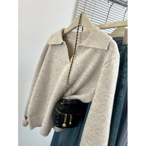 polo領毛衣女秋冬季加厚內搭2025年新款慵懶風翻領休閒針織衫上衣