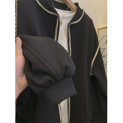 小香風外套黑色棒球服女秋冬冬2025新款寬松小個子夾克巨好看上衣