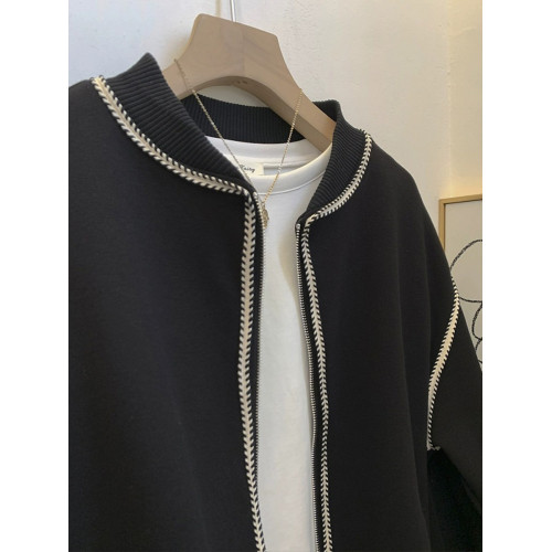 小香風外套黑色棒球服女秋冬冬2025新款寬松小個子夾克巨好看上衣 小香風外套黑色棒球服女秋冬冬2025新款寬松小個子夾克巨好看上衣