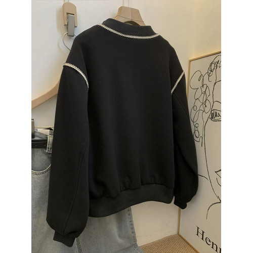 小香風外套黑色棒球服女秋冬冬2025新款寬松小個子夾克巨好看上衣 小香風外套黑色棒球服女秋冬冬2025新款寬松小個子夾克巨好看上衣