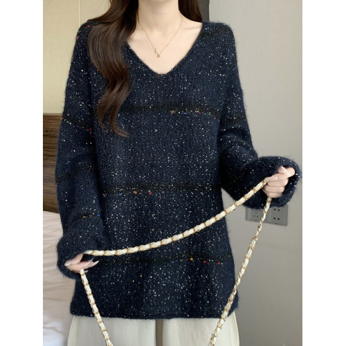 V領巨好看毛衣女款2025新款秋冬大碼胖mm中長款遮屁股針織衫上衣 V領巨好看毛衣女款2025新款秋冬大碼胖mm中長款遮屁股針織衫上衣