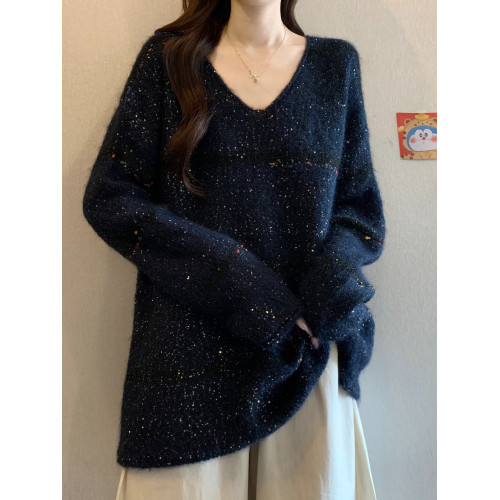 V領巨好看毛衣女款2025新款秋冬大碼胖mm中長款遮屁股針織衫上衣 V領巨好看毛衣女款2025新款秋冬大碼胖mm中長款遮屁股針織衫上衣