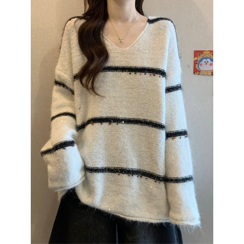 V領巨好看毛衣女款2025新款秋冬大碼胖mm中長款遮屁股針織衫上衣 V領巨好看毛衣女款2025新款秋冬大碼胖mm中長款遮屁股針織衫上衣