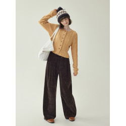 「北島AMUU原創」少女感短款麻花毛衣女冬季新款羊毛花邊長袖上衣