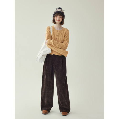 「北島AMUU原創」少女感短款麻花毛衣女冬季新款羊毛花邊長袖上衣 「北島AMUU原創」少女感短款麻花毛衣女冬季新款羊毛花邊長袖上衣