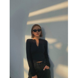 自製歐美復古高腰短款長袖針織打底衫性感露臍顯瘦短上衣毛衣女新