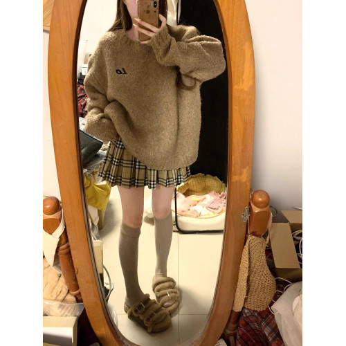 冬季韓系慵懶風棕色套頭毛衣女秋冬季2025新款小個子高級內搭上衣 冬季韓系慵懶風棕色套頭毛衣女秋冬季2025新款小個子高級內搭上衣