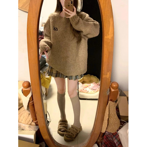 冬季韓系慵懶風棕色套頭毛衣女秋冬季2025新款小個子高級內搭上衣 冬季韓系慵懶風棕色套頭毛衣女秋冬季2025新款小個子高級內搭上衣