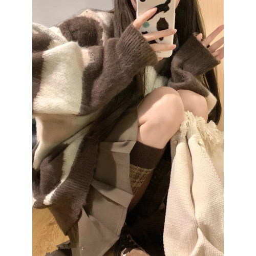 慵懶風軟糯復古針織條紋毛衣女寬松2024春秋厚新款設計感小衆上衣 慵懶風軟糯復古針織條紋毛衣女寬松2024春秋厚新款設計感小衆上衣