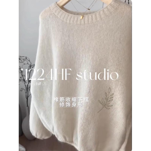 單品質,早秋溫柔氣質米杏色輕薄寬松燈籠袖短款馬海毛毛衣女 單品質,早秋溫柔氣質米杏色輕薄寬松燈籠袖短款馬海毛毛衣女