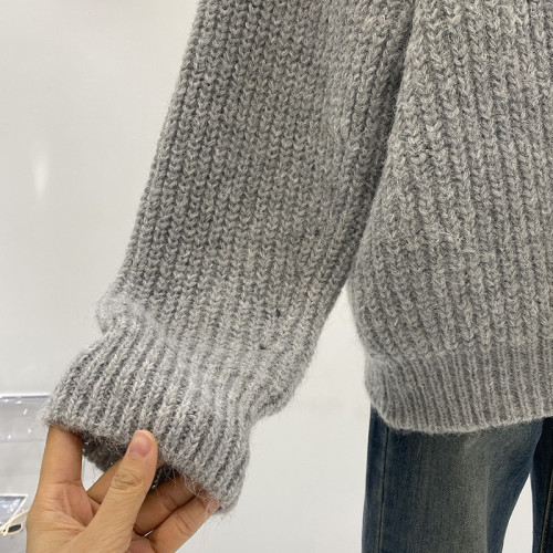 慵懶風針織開衫女秋冬2024年新款韓版寬松百搭V領長袖毛衣外套ins