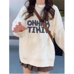 軟糯奶fufu圓領毛衣女秋冬新款慵懶風寬松溫柔保暖chic針織衫上衣