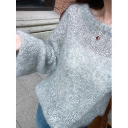 灰色圓領套頭軟糯馬海毛毛衣女款2025新款秋冬季慵懶風針織衫上衣