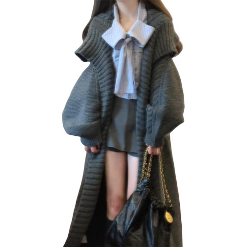 深秋初冬季穿搭慵懶風針織毛衣女裝2025新款高級感寬松中長款外套