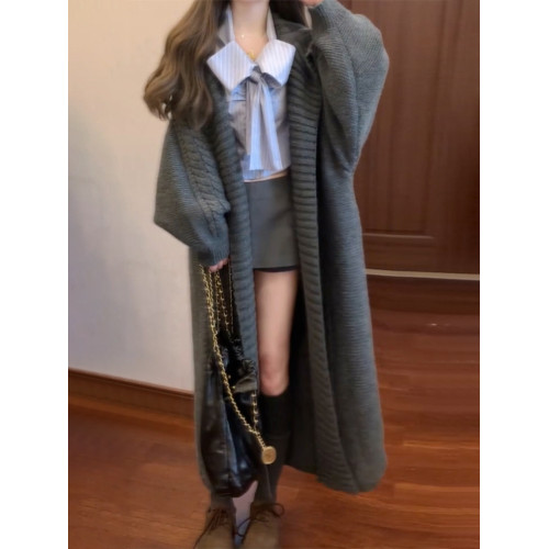 深秋初冬季穿搭慵懶風針織毛衣女裝2025新款高級感寬松中長款外套