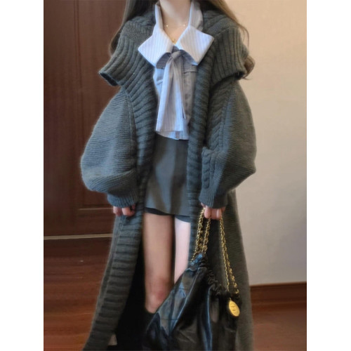 深秋初冬季穿搭慵懶風針織毛衣女裝2025新款高級感寬松中長款外套