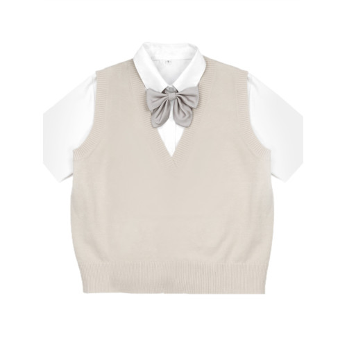 海月社針織背心基礎款V領馬甲JK製服毛衣針織衫女冬季打底學生服