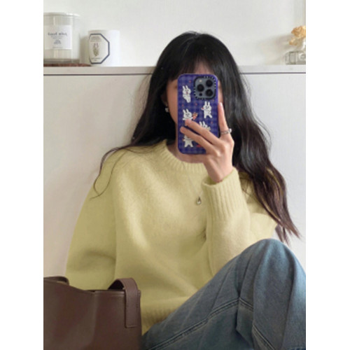 馬海毛軟糯毛衣女2025秋冬新款寬松慵懶風圓領內搭針織衫上衣外穿