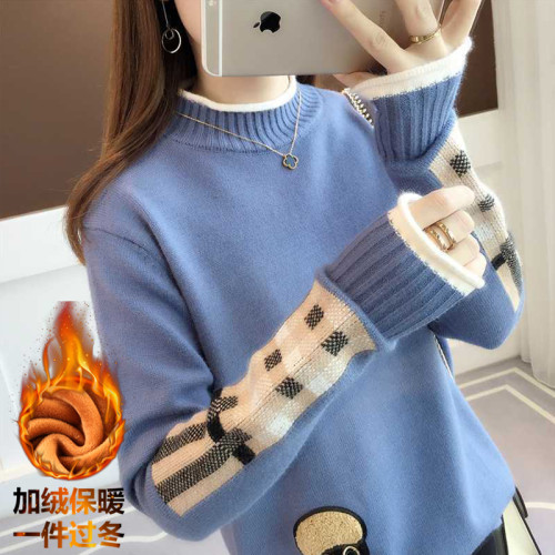 2025年秋冬新款加絨加厚針織衫女韓版寬松長袖洋氣可愛慵懶風毛衣 2025年秋冬新款加絨加厚針織衫女韓版寬松長袖洋氣可愛慵懶風毛衣