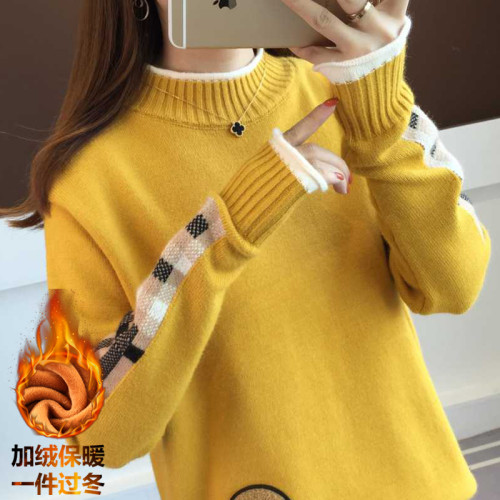 2025年秋冬新款加絨加厚針織衫女韓版寬松長袖洋氣可愛慵懶風毛衣 2025年秋冬新款加絨加厚針織衫女韓版寬松長袖洋氣可愛慵懶風毛衣