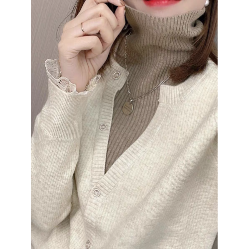 顯瘦不臃腫!高級感高領堆堆領假兩件竪坑條針織打底衫長60胸110 顯瘦不臃腫!高級感高領堆堆領假兩件竪坑條針織打底衫長60胸110