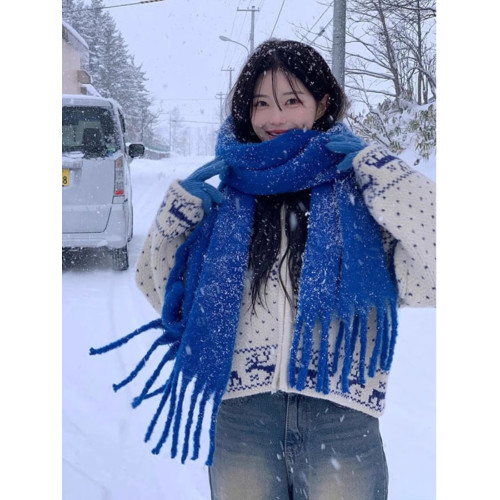 氛圍感白色拉鍊費爾島毛衣外套女秋冬加厚復古慵懶風立領針織開衫