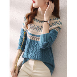 加厚毛衣女秋冬2025年新款女士套頭寬松半高領打底衫內搭洋氣上衣