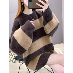 軟糯毛衣女冬加絨加厚秋冬2025新款寬松百搭中長款針織上衣打底衫