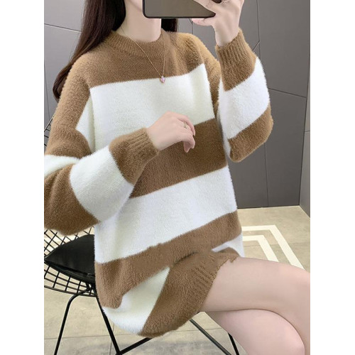 軟糯毛衣女冬加絨加厚秋冬2025新款寬松百搭中長款針織上衣打底衫 軟糯毛衣女冬加絨加厚秋冬2025新款寬松百搭中長款針織上衣打底衫