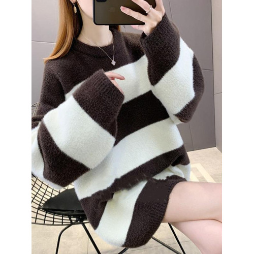 軟糯毛衣女冬加絨加厚秋冬2025新款寬松百搭中長款針織上衣打底衫 軟糯毛衣女冬加絨加厚秋冬2025新款寬松百搭中長款針織上衣打底衫